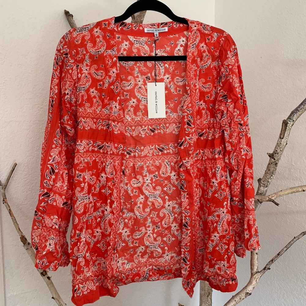 cartel & willow kimono top red